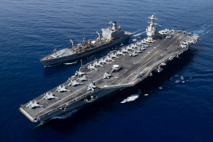 The world’s largest aircraft carrier USS Gerald R. Ford arrives at Mediterranean Sea.