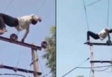 போதை தலைக்கேறி உயர் அழுத்த மின்கம்பியில் ஏறி படுத்த வாலிபர்!